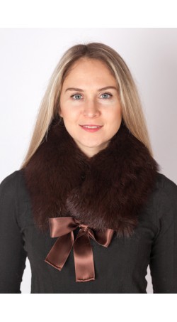 Extra dark brown fox fur collar-neck warmer